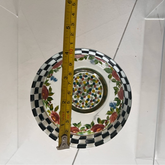 MacKenzie-Childs, Ltd 1983 Small Glass Floral Checkerboard Polka Dot Bowl - Picture 10 of 13